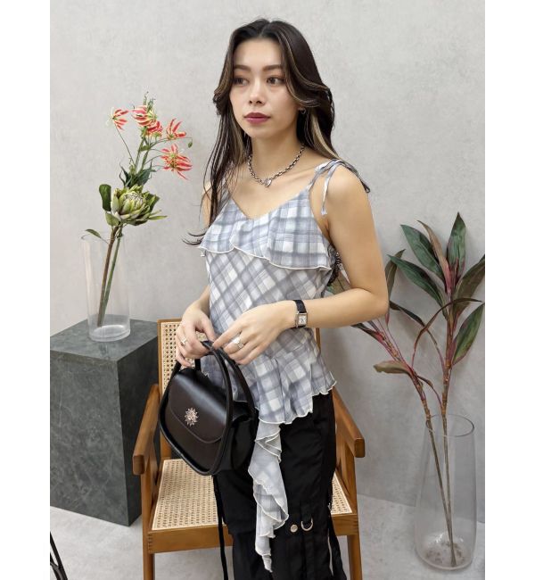 EVRIS「チェックシフォントップス」|キャミソール|
