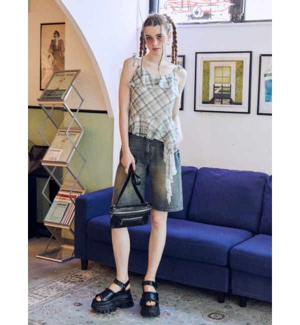 EVRIS「チェックシフォントップス」|キャミソール|