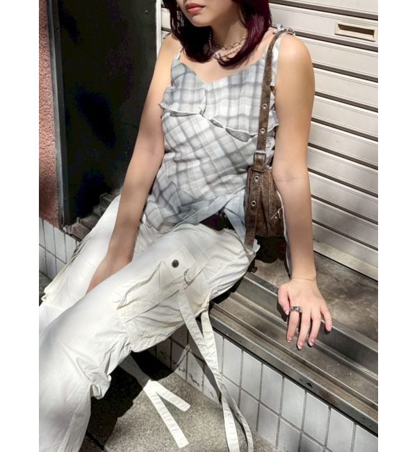 EVRIS「チェックシフォントップス」|キャミソール|