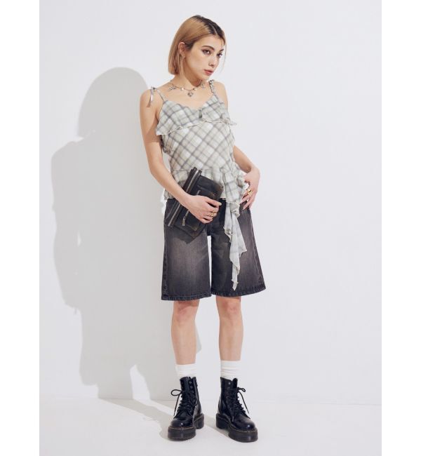 EVRIS「チェックシフォントップス」|キャミソール|