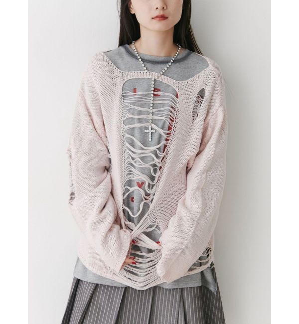 jouetie「オーバークラッシュローゲージニット」|ニット・セーター|ピンク