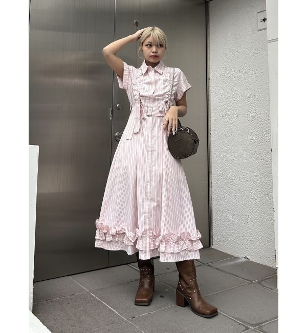 jouetie「ギャザーリボンシャツワンピース」|ワンピース|