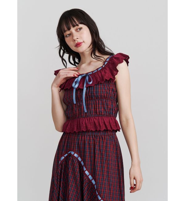 jouetie「リボンステッチフリルビスチェ【セットアップ対応】」|シャツ・ブラウス|