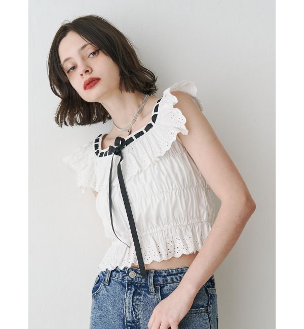 jouetie「リボンステッチフリルビスチェ【セットアップ対応】」|シャツ・ブラウス|