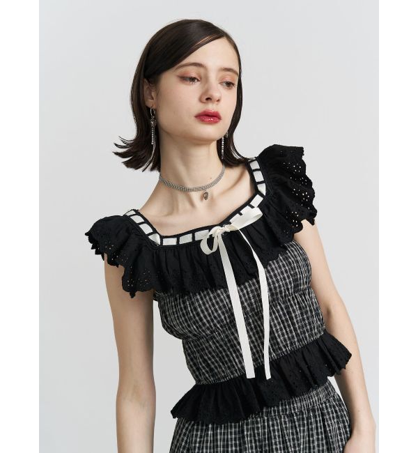 jouetie「リボンステッチフリルビスチェ【セットアップ対応】」|シャツ・ブラウス|