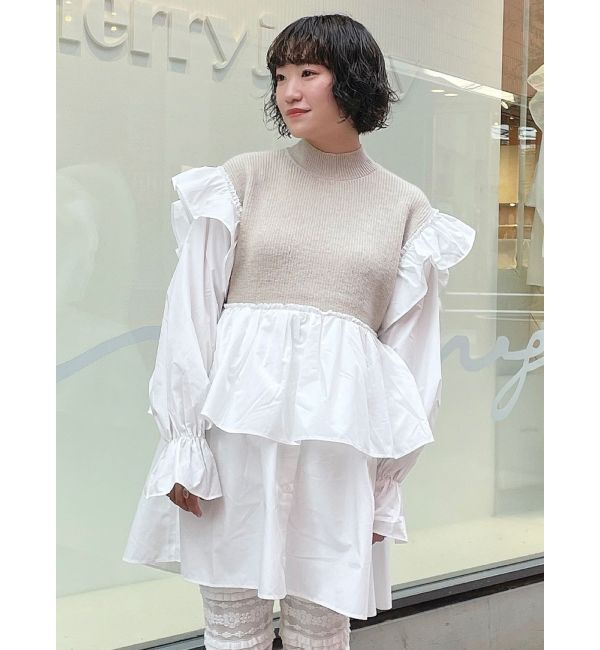 merry jenny「ニットベストドッキングミニワンピース」|ワンピース|ベージュ