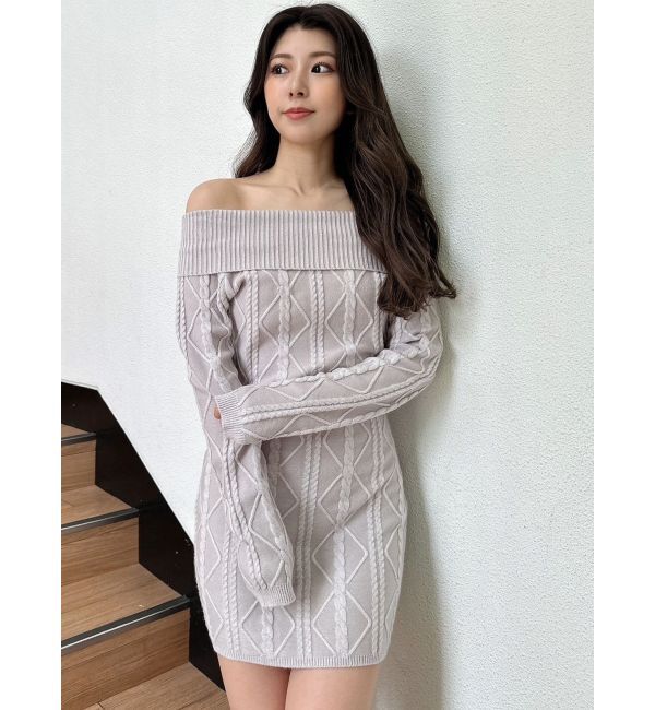 GYDA「オフショルケーブルタイトニットワンピース」|ワンピース|