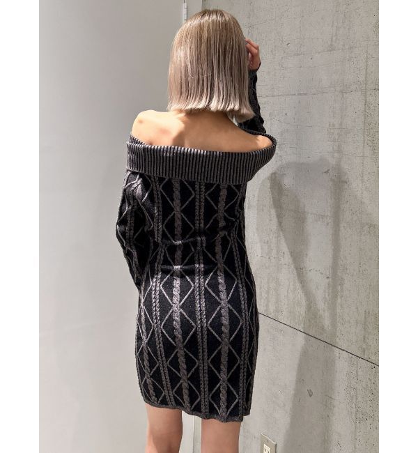GYDA「オフショルケーブルタイトニットワンピース」|ワンピース|