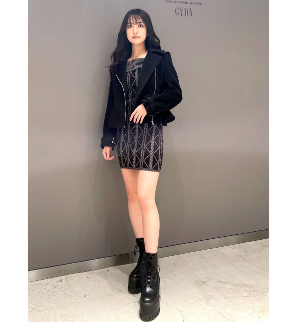 GYDA「オフショルケーブルタイトニットワンピース」|ワンピース|