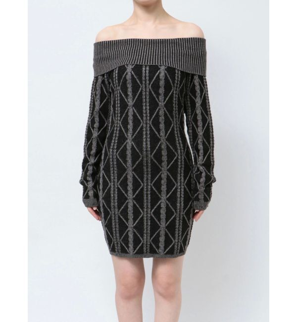 GYDA「オフショルケーブルタイトニットワンピース」|ワンピース|