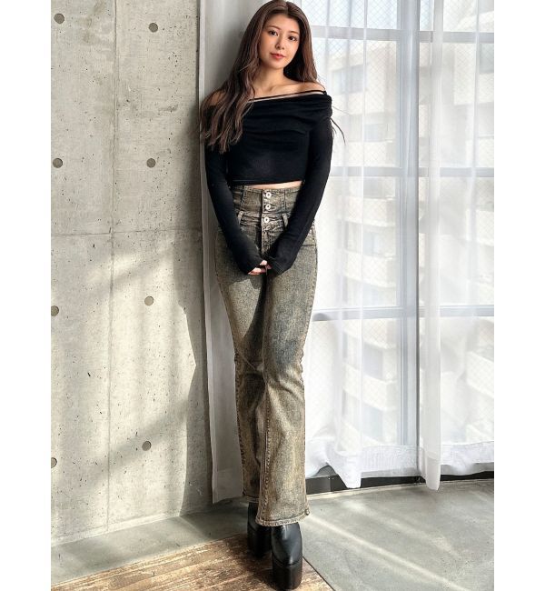 GYDA「アシンンメトリーオフショルトップス」|Tシャツ・カットソー|