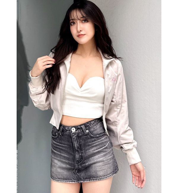 GYDA「GDハイネックショートブルゾン」|ブルゾン・スタジャン|アイボリー