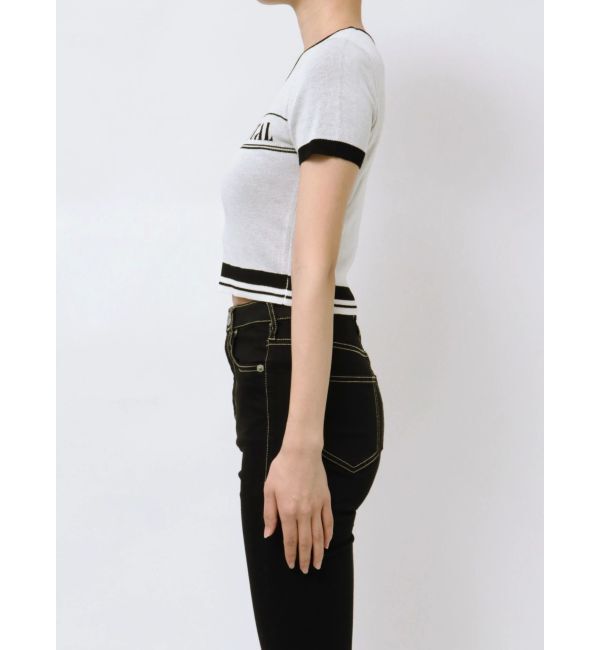 GYDA「GD POSH FADITALハーフスリーブニットトップス」|ニット・セーター|