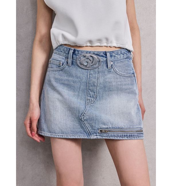GYDA「GD MOLDスカートライクデニムショートパンツ」|スカート|アイスブルー