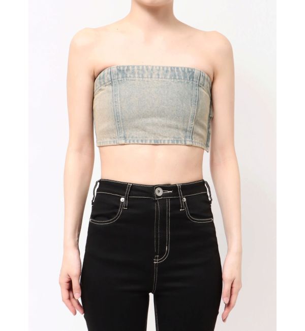 GYDA「BACKレースUP Corsetデニムビスチェ」|キャミソール|