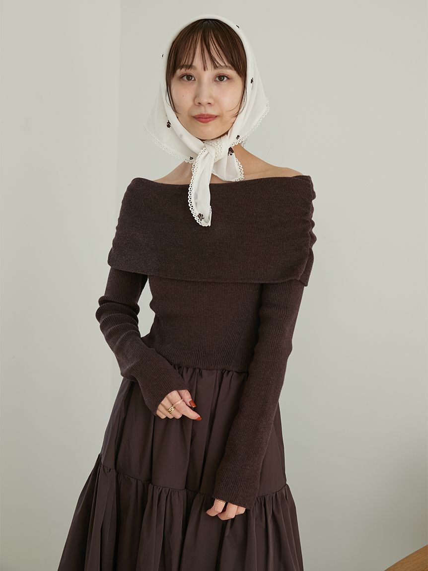 emmi atelier「オフショルニットドッキングワンピース」|ワンピース|