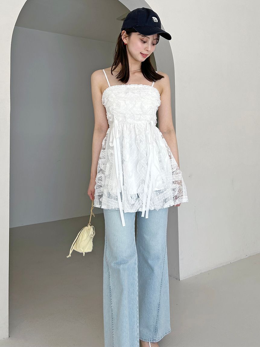 SNIDEL「チュールペプラムブラウス」|シャツ・ブラウス|