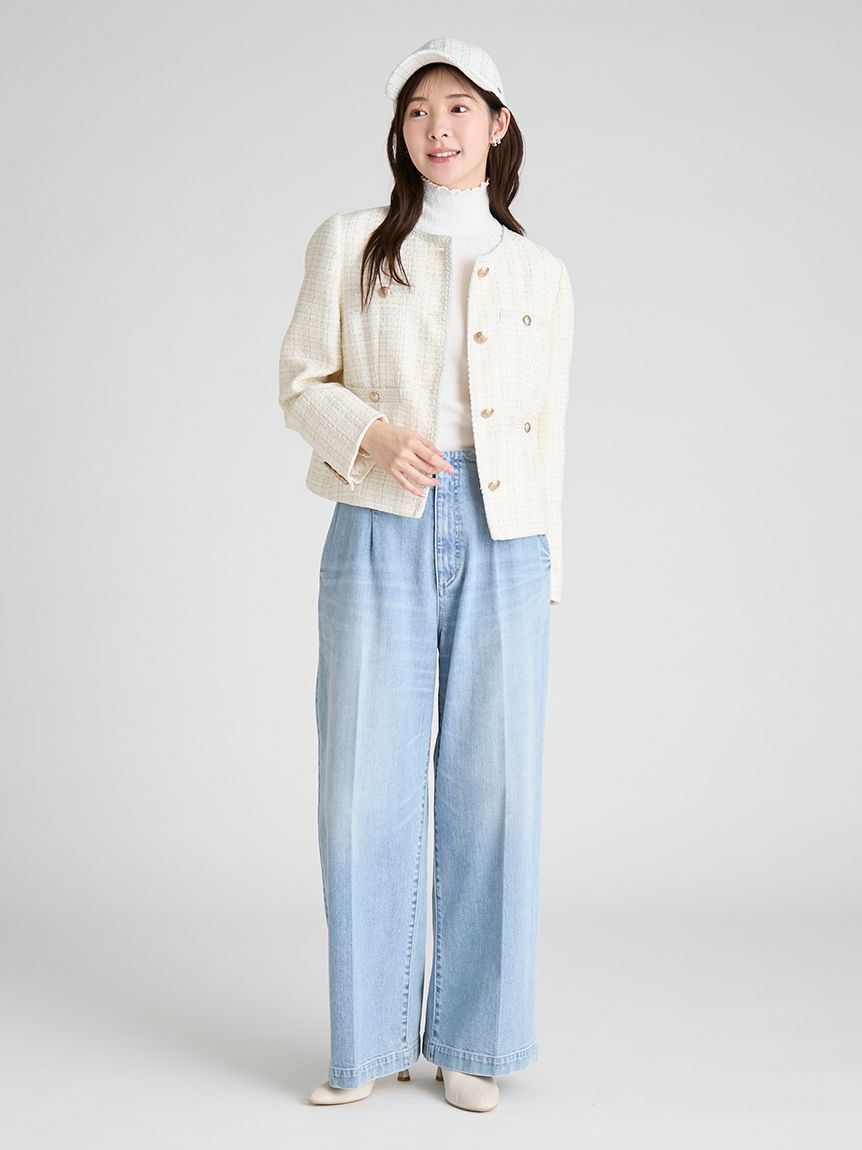 CELFORD「ミドル丈ノーカラーツイードジャケット」|ノーカラージャケット|