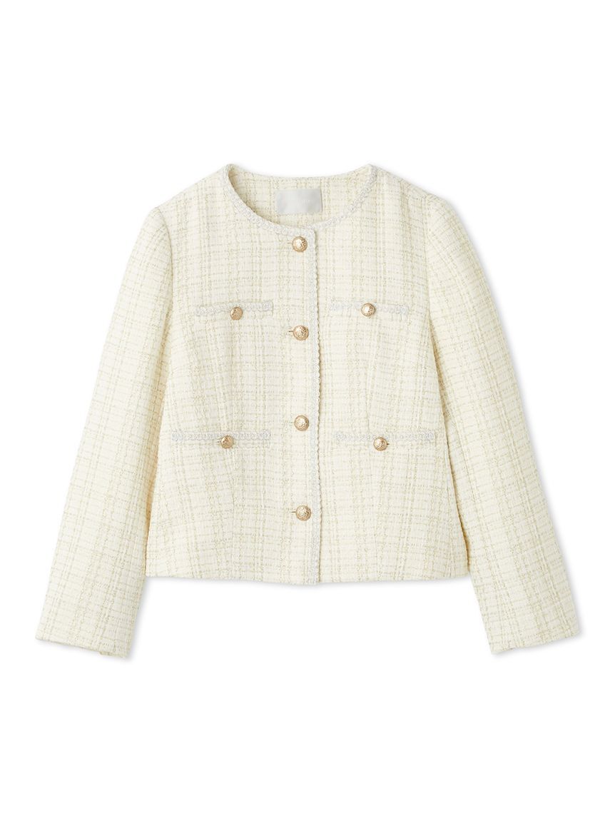 CELFORD「ミドル丈ノーカラーツイードジャケット」|ノーカラージャケット|