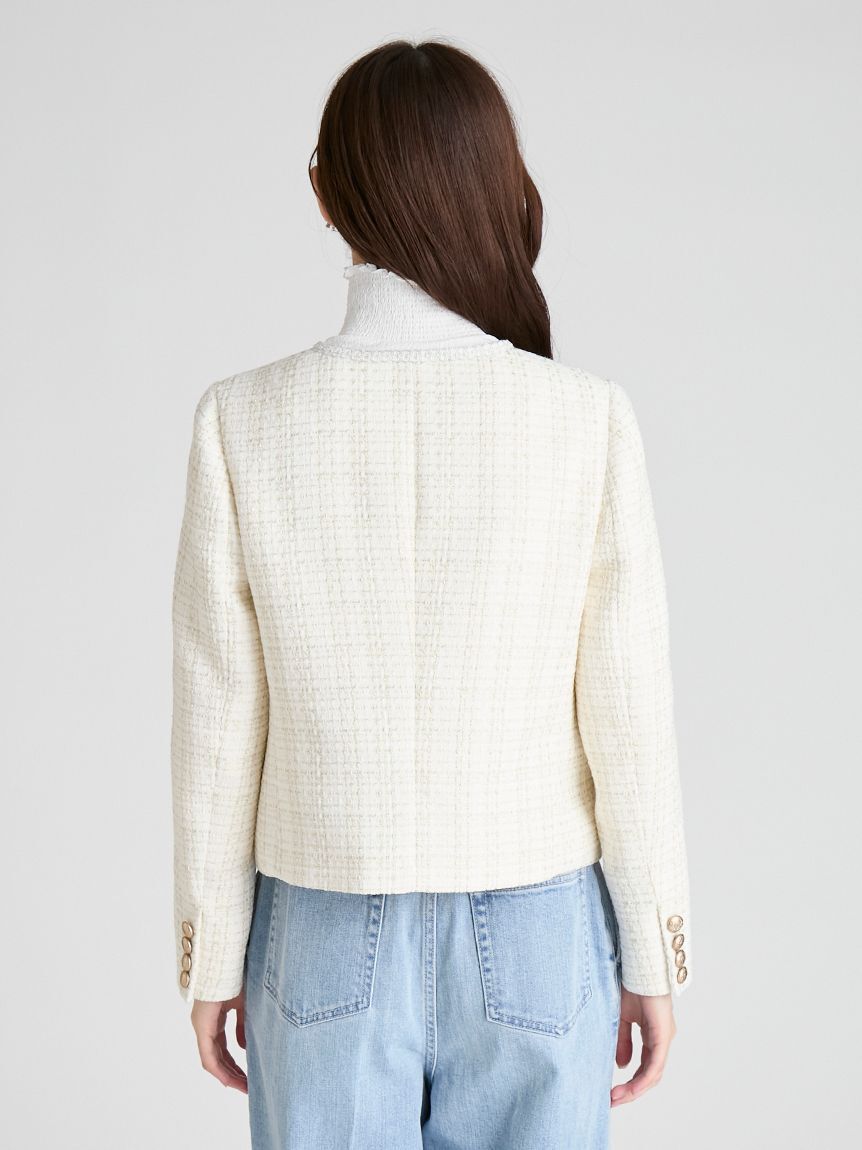 CELFORD「ミドル丈ノーカラーツイードジャケット」|ノーカラージャケット|