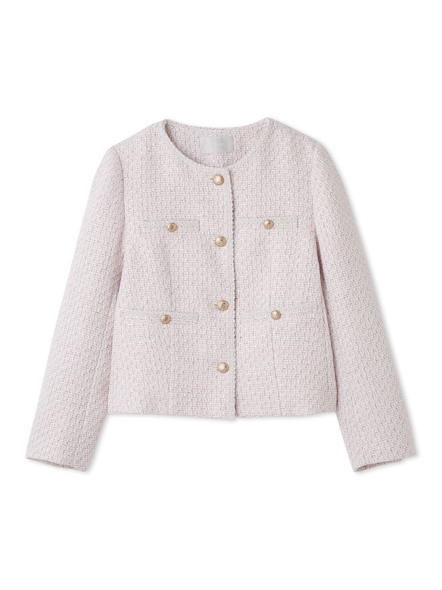 CELFORD「ミドル丈ノーカラーツイードジャケット」|ノーカラージャケット|PNK