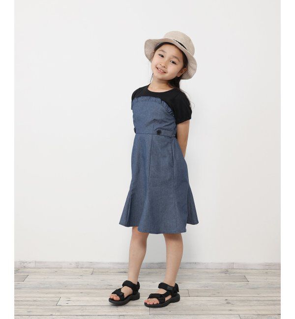 ikka kids「サイドタブドッキングワンピース（120~160cm）」|スカート|