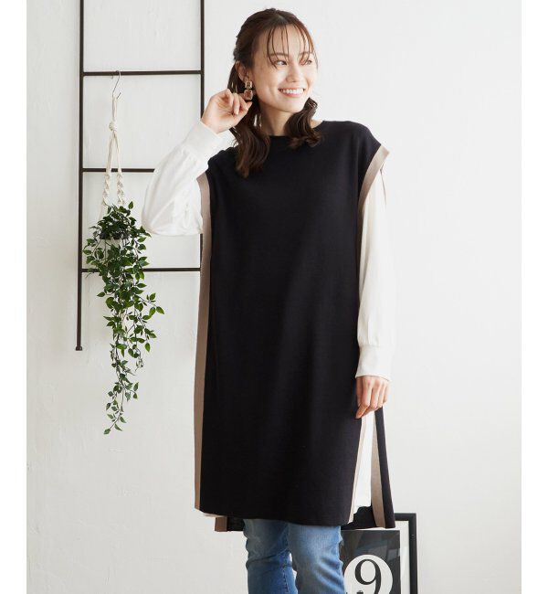 ikka「【2点セット】ニットベストアンサンブルワンピース」|ワンピース|