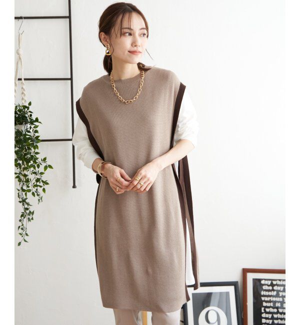 ikka「【2点セット】ニットベストアンサンブルワンピース」|ワンピース|コーヒー