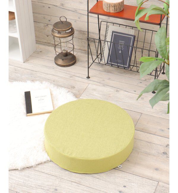 Lbc with Life「ラウンド スラブ&パイルシートクッション H8cm」|クッション・クッションカバー|グリーン