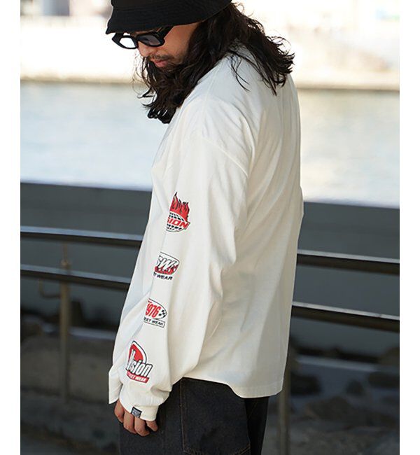 VENCE share style「VISION STREET WEAR ヴィジョンストリートウェア ロゴ袖プリントロンTシャツ」|Tシャツ・カットソー|ホワイト