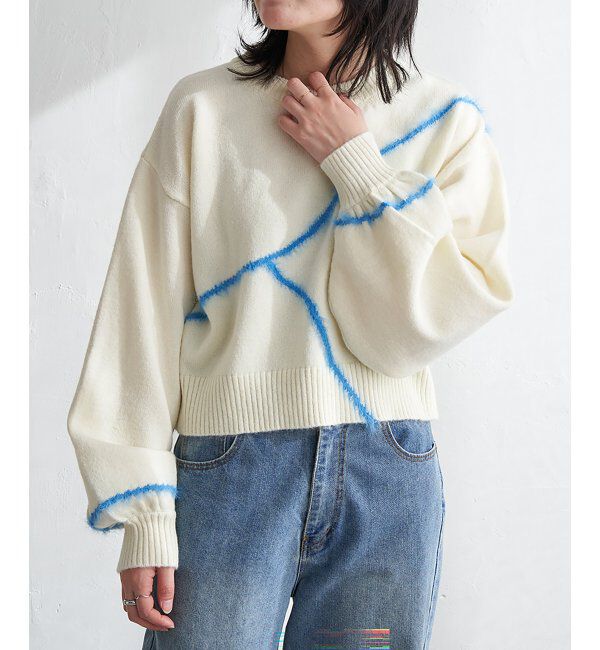 VENCE share style「アルパカタッチラインフェザープルオーバー」|ニット・セーター|アイボリー