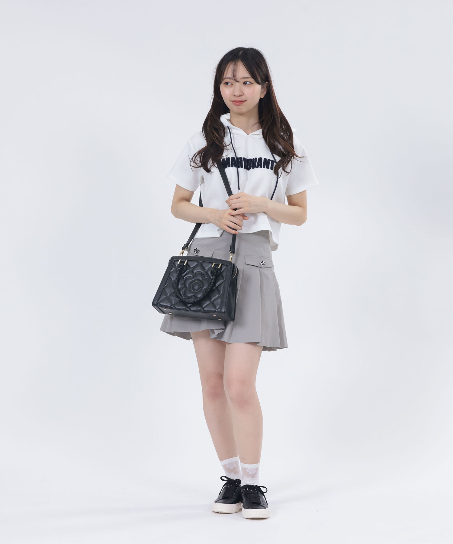 MARY QUANT「スクエアキルトデイジーパッチ 2WAYトート」|トートバッグ|