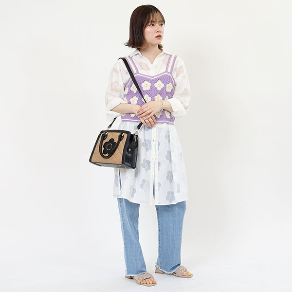 MARY QUANT「スクエアキルトデイジーパッチ 2WAYトート」|トートバッグ|