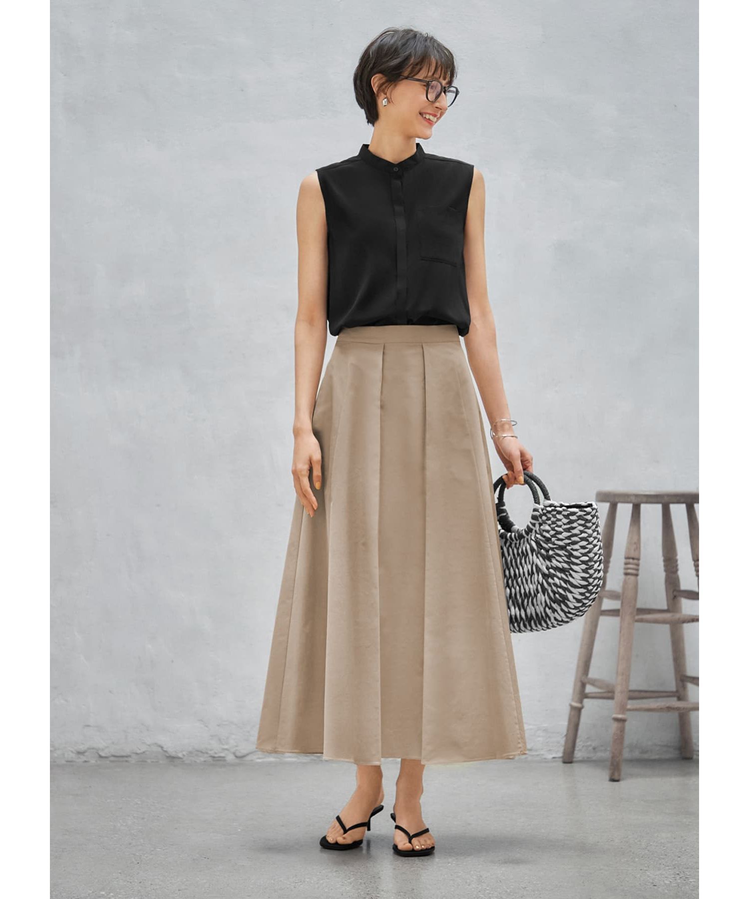 STYLE DELI「しなやかなノースリーブ比翼シャツブラウス」|シャツ・ブラウス|