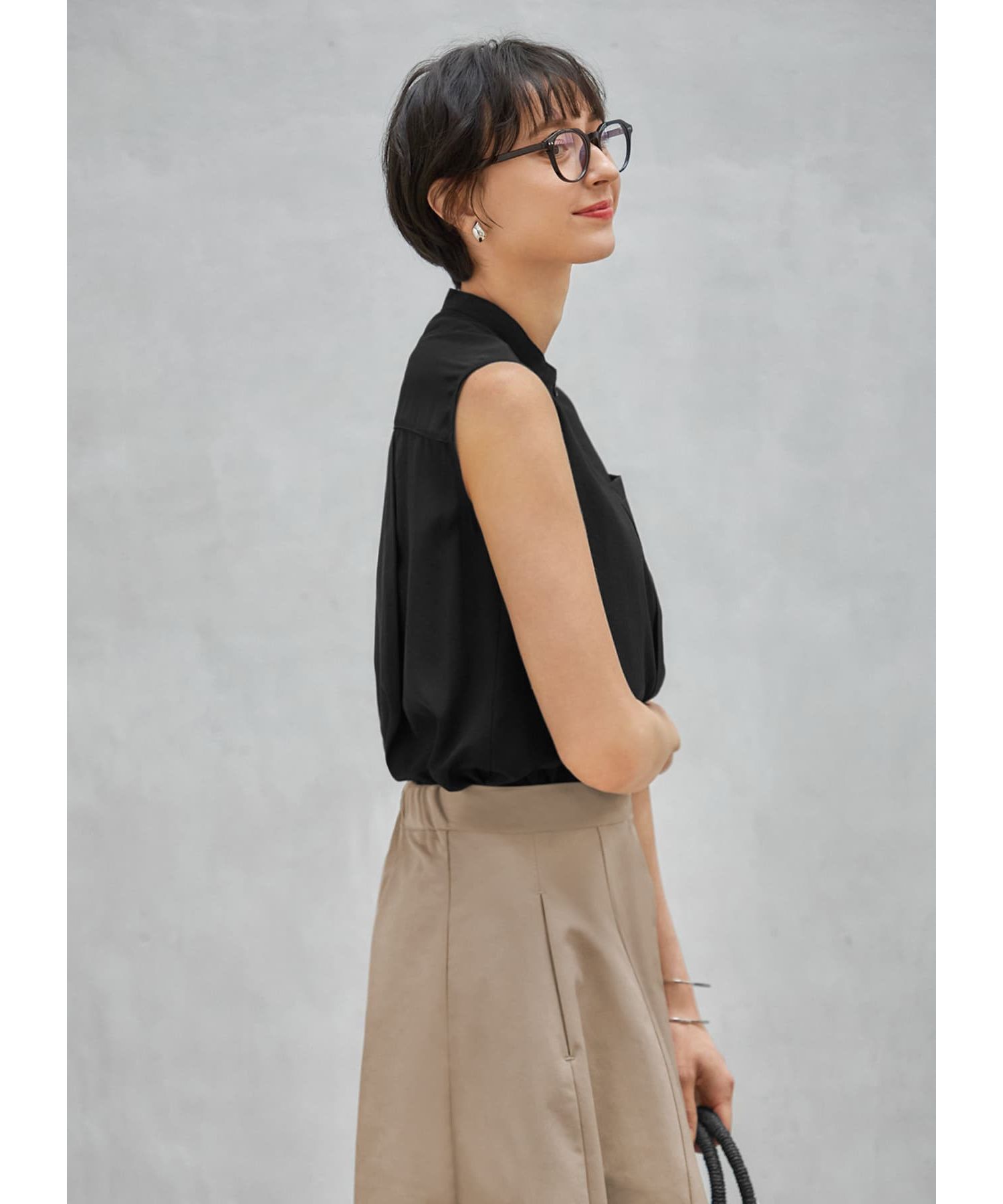 STYLE DELI「しなやかなノースリーブ比翼シャツブラウス」|シャツ・ブラウス|