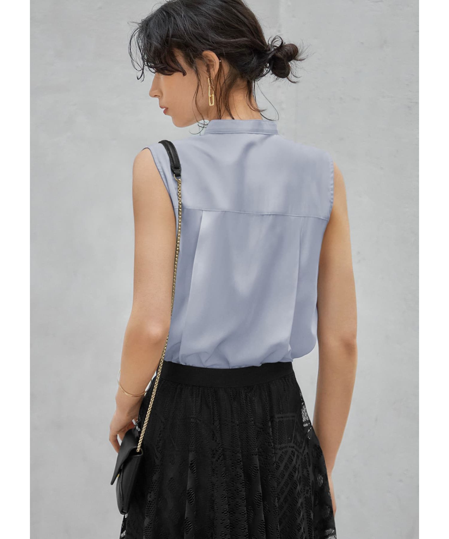 STYLE DELI「しなやかなノースリーブ比翼シャツブラウス」|シャツ・ブラウス|