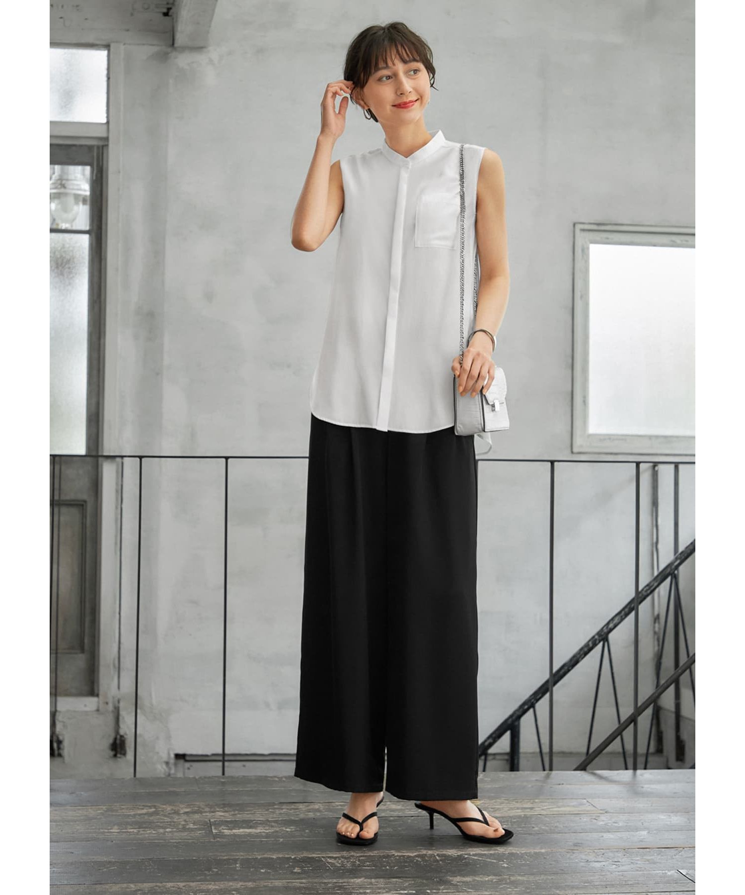 STYLE DELI「しなやかなノースリーブ比翼シャツブラウス」|シャツ・ブラウス|