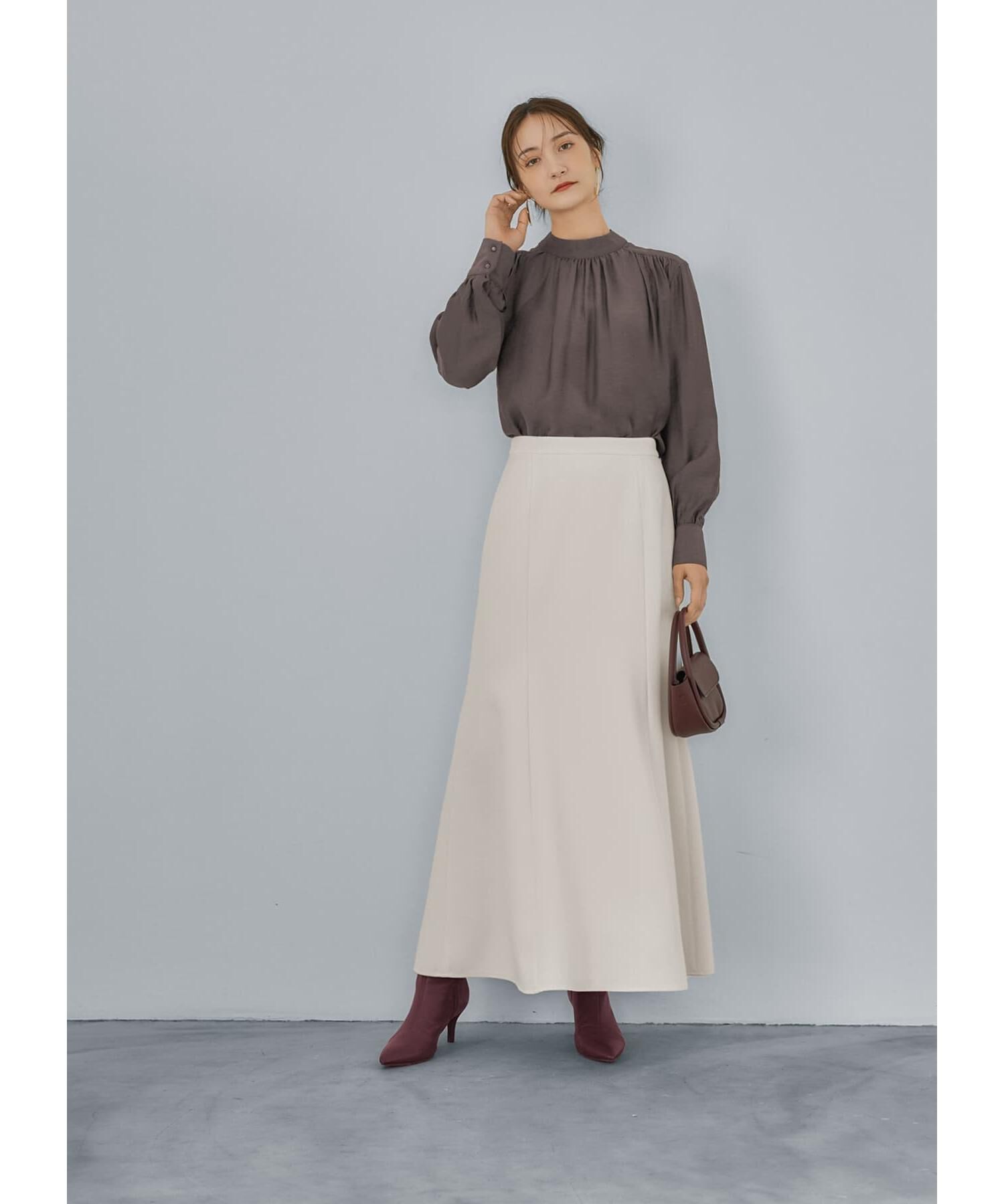 STYLE DELI「微光沢シボ感ギャザーブラウス」|シャツ・ブラウス|