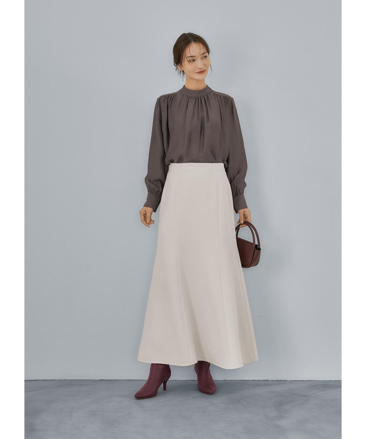 STYLE DELI「微光沢シボ感ギャザーブラウス」|シャツ・ブラウス|