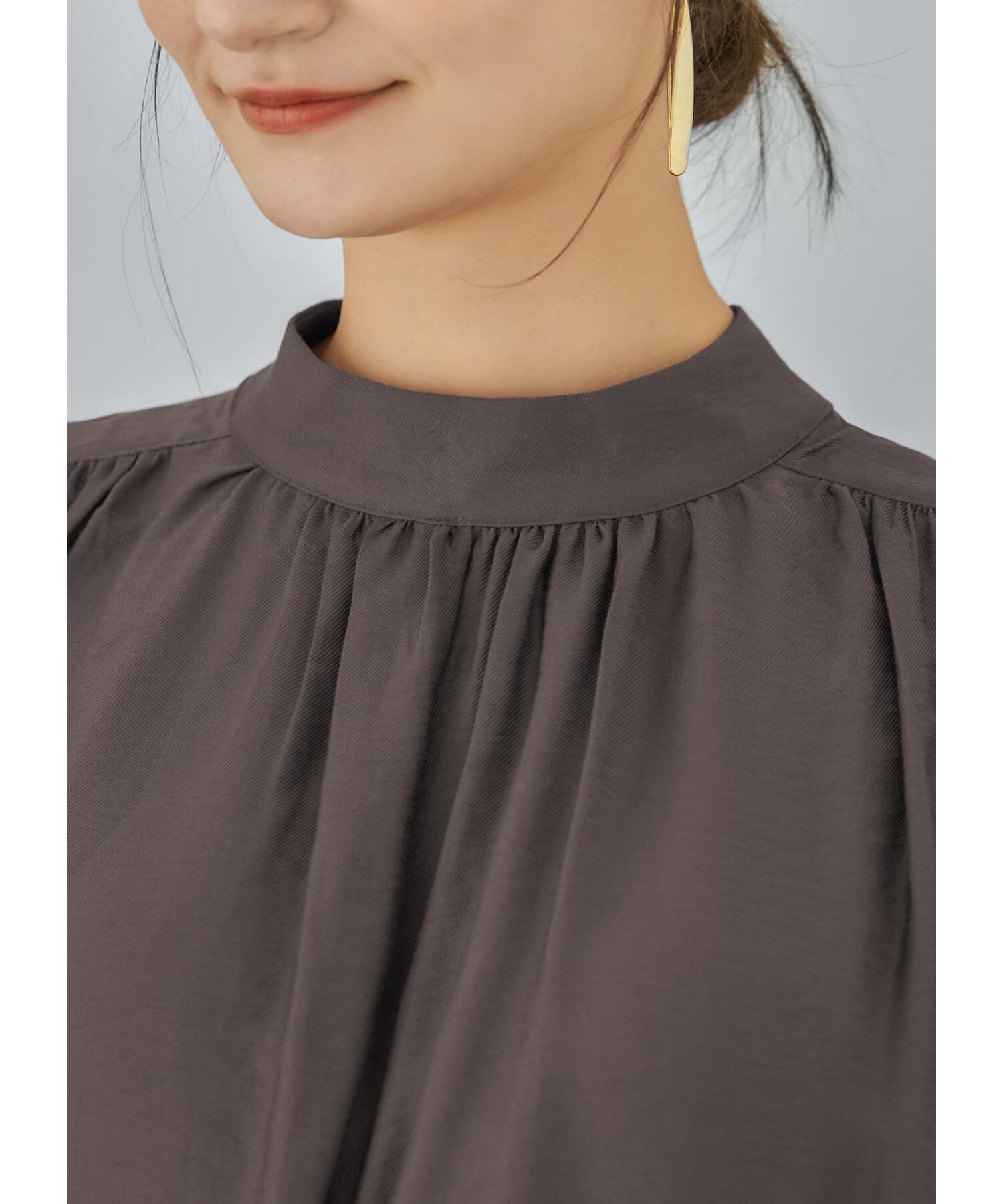 STYLE DELI「微光沢シボ感ギャザーブラウス」|シャツ・ブラウス|