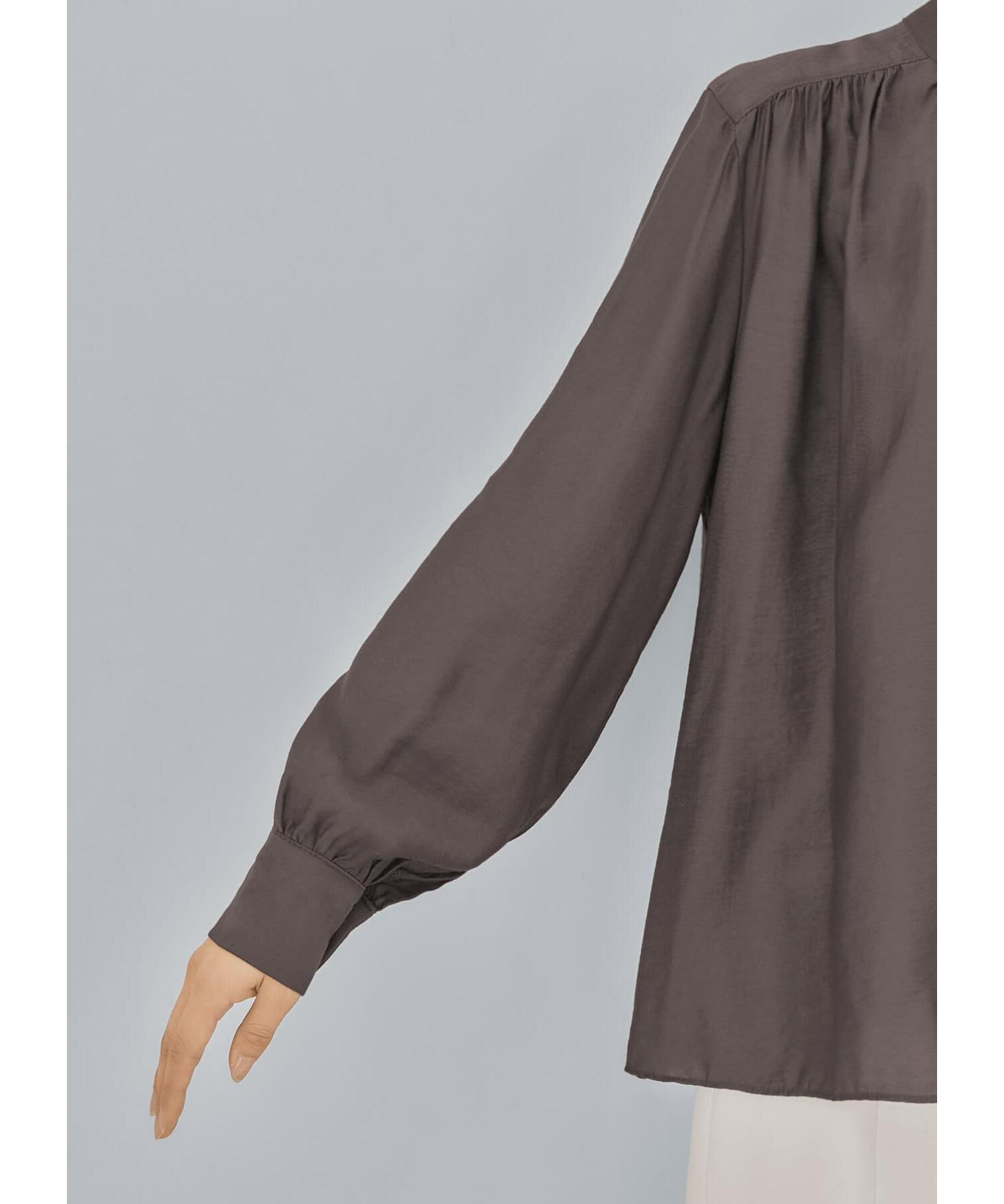 STYLE DELI「微光沢シボ感ギャザーブラウス」|シャツ・ブラウス|