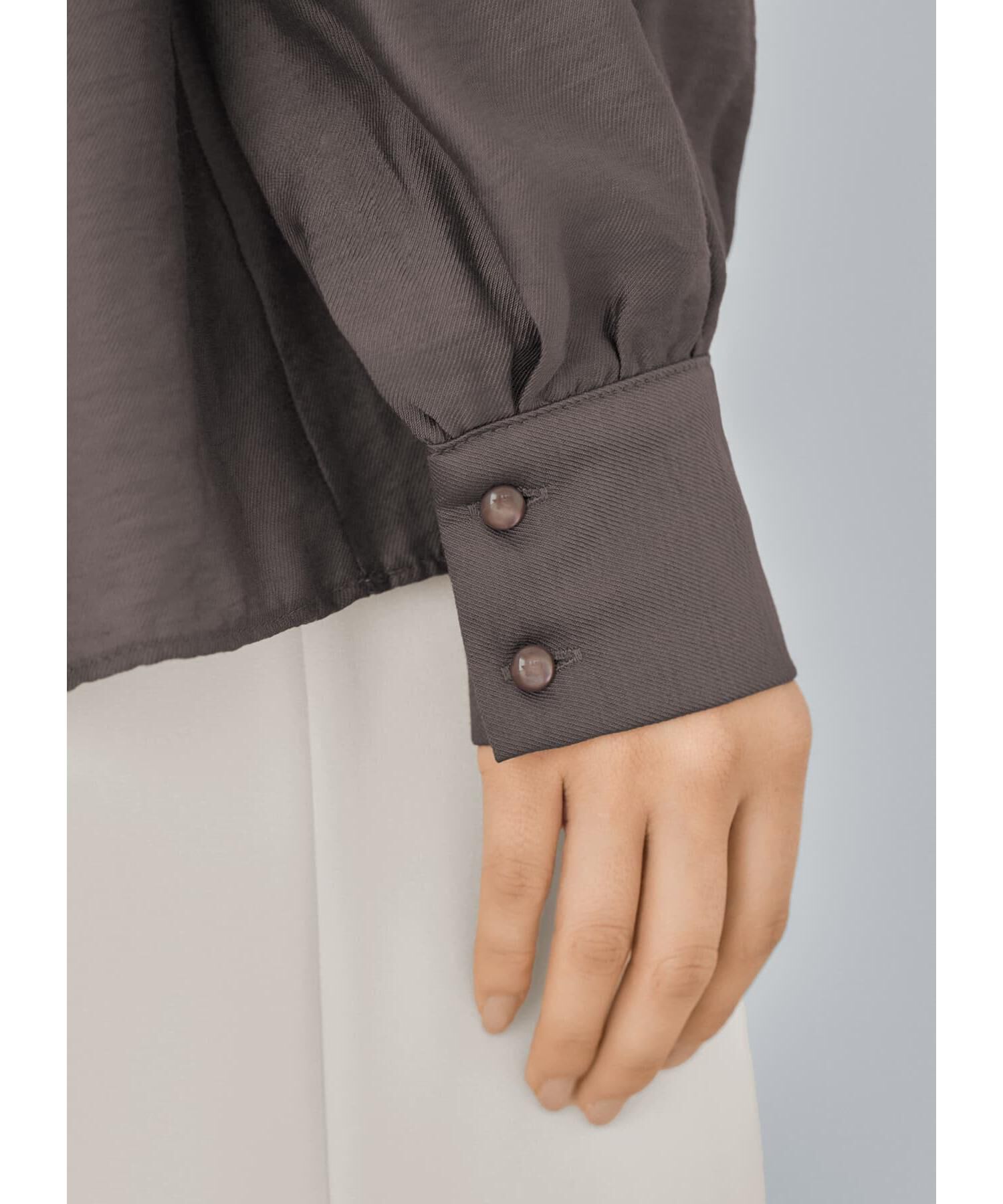 STYLE DELI「微光沢シボ感ギャザーブラウス」|シャツ・ブラウス|