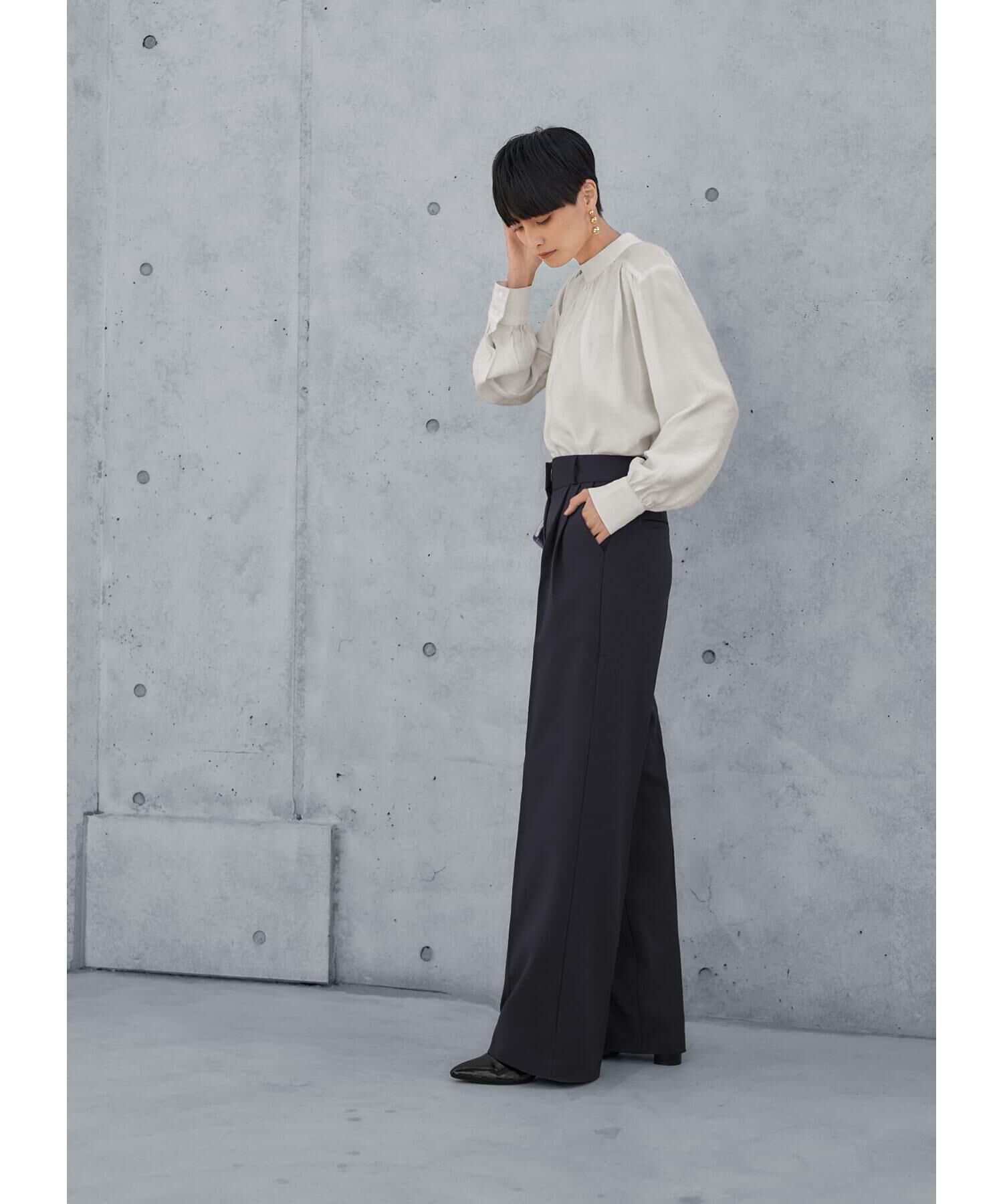 STYLE DELI「微光沢シボ感ギャザーブラウス」|シャツ・ブラウス|