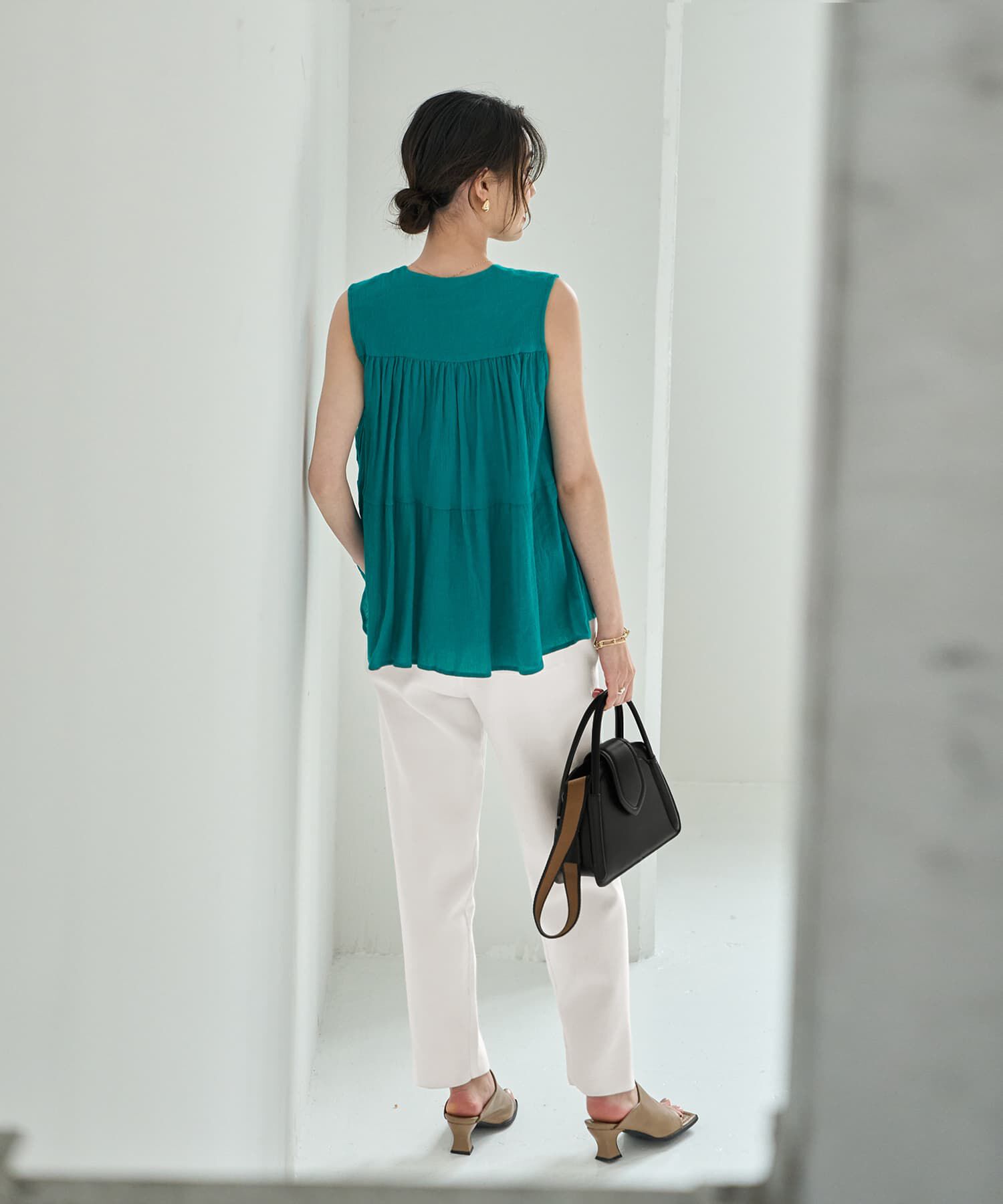 STYLE DELI「【LUXE】コットン楊柳ノースリブラウス」|シャツ・ブラウス|