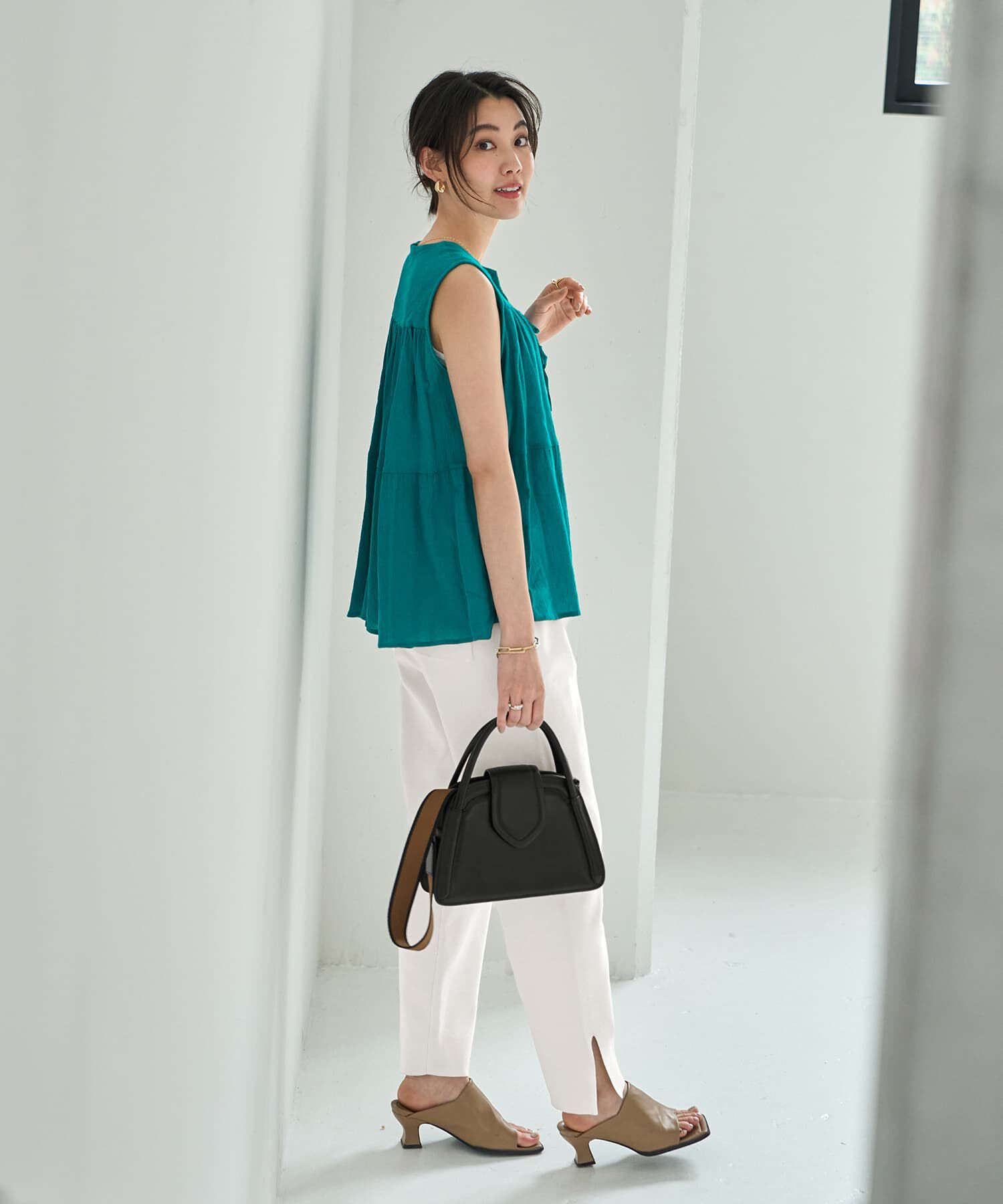 STYLE DELI「【LUXE】コットン楊柳ノースリブラウス」|シャツ・ブラウス|