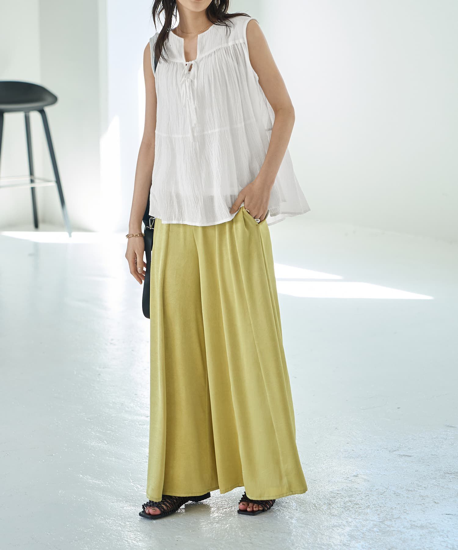 STYLE DELI「【LUXE】コットン楊柳ノースリブラウス」|シャツ・ブラウス|