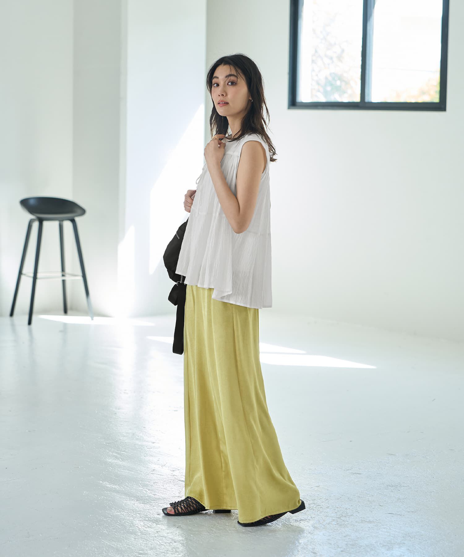 STYLE DELI「【LUXE】コットン楊柳ノースリブラウス」|シャツ・ブラウス|