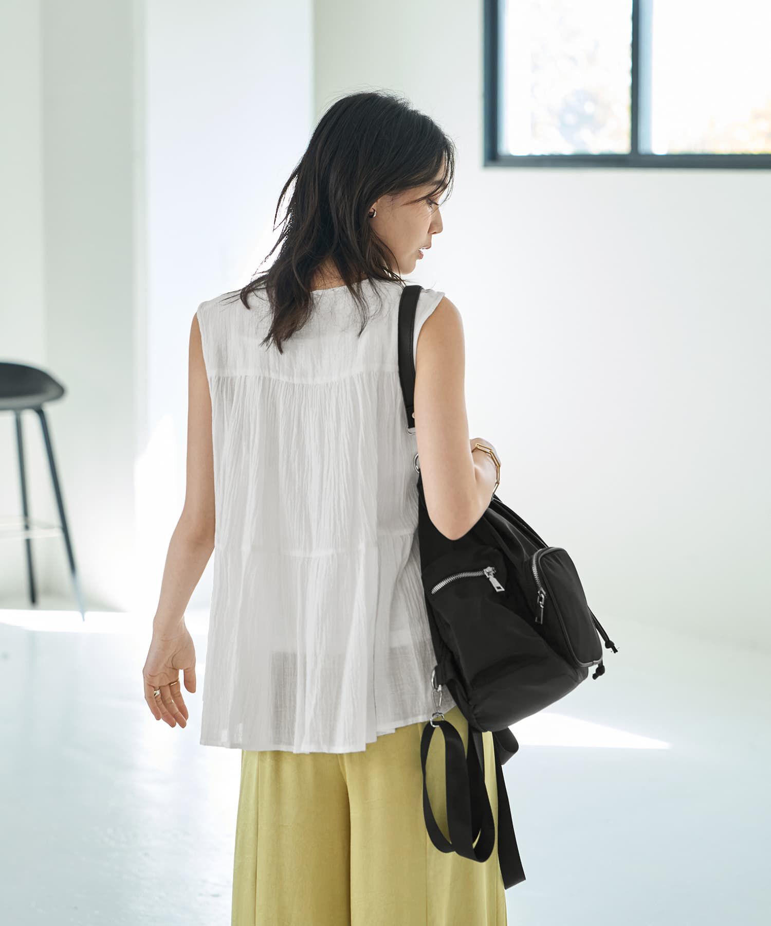 STYLE DELI「【LUXE】コットン楊柳ノースリブラウス」|シャツ・ブラウス|