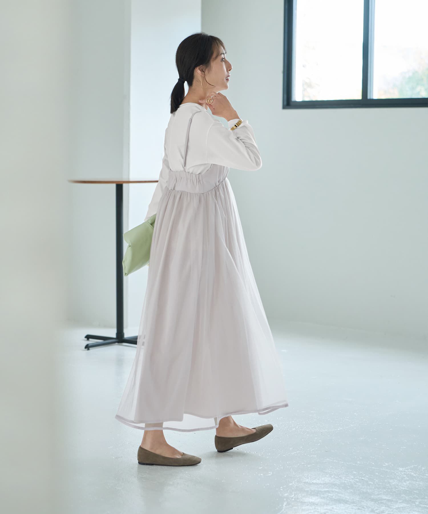 STYLE DELI「【LUXE】チュールギャザーキャミ型ワンピース」|ジャンパースカート|