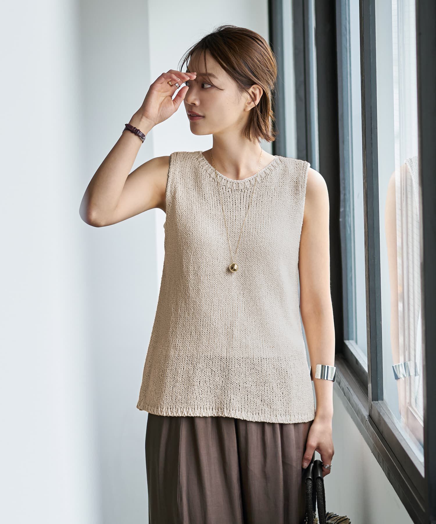 STYLE DELI「エフォートレス落ち感ニットタンクトップ」|ニット・セーター|ベージュ
